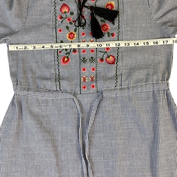 Modest Blue Chambray Embroidered Maxi Dress - Picture 8 of 13